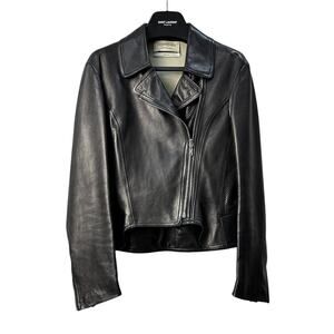 Yves Saint Laurent Black Leather Biker Jacket - Size 38